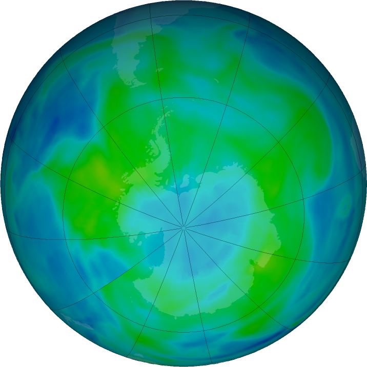 Antarctic ozone map for 03 April 2024